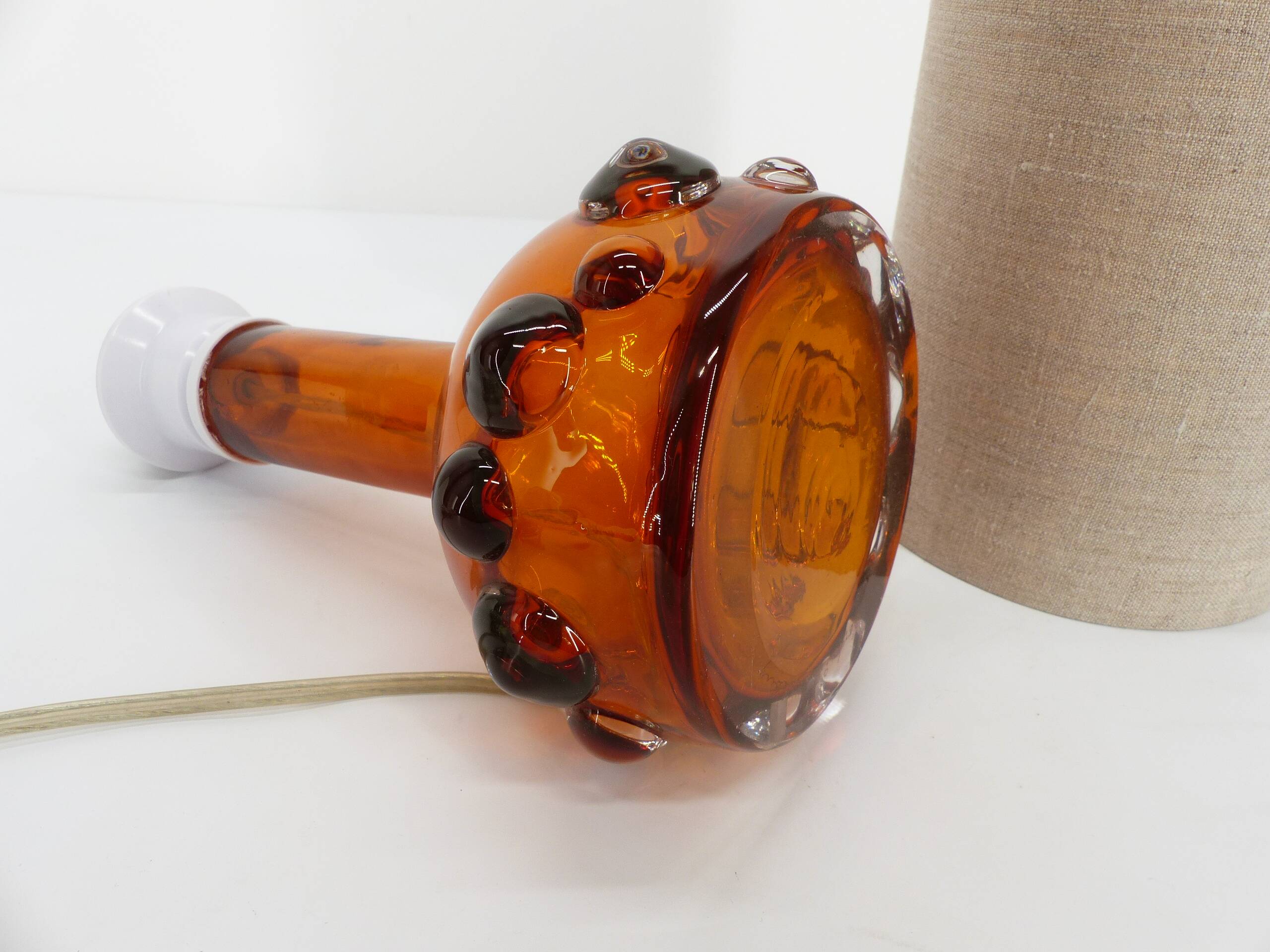 Vintage Kosta Boda orange glass table lamp 1960s
