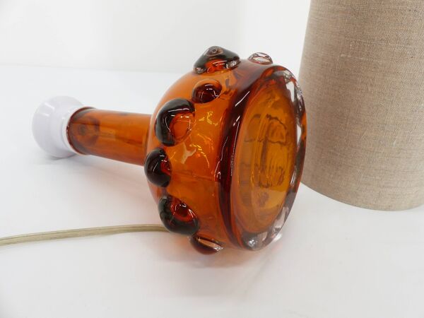 Lampe de table en verre vintage Kosta Boda orange 1960