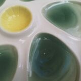 Set of 4 plates with oysters yellow and green salins décor