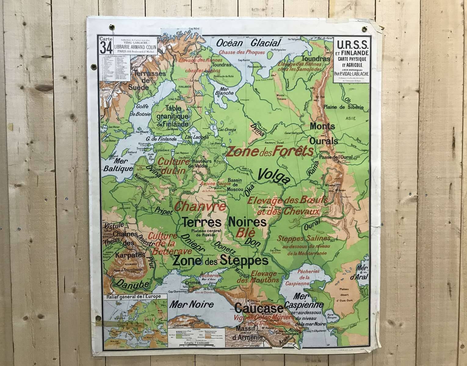 USSR and Finland, Map N°34 and 34bis by Vidal-Lablache, Librairie Armand Colin