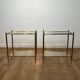 Pair of Side Tables with Two Brass and Glass Tops. Made in France.