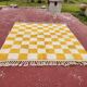 Beni Ouarain checkerboard rug 186x178 cm – Thick wool – Ochre chess pattern