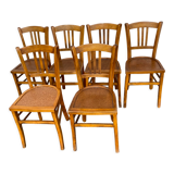 Set of 6 varnished bistro chairs