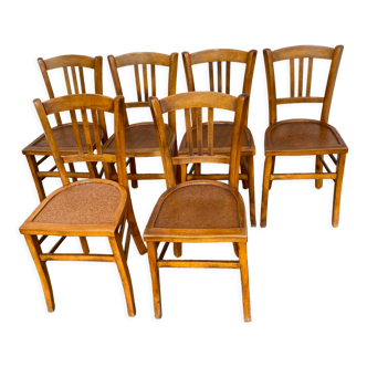 Set of 6 varnished bistro chairs