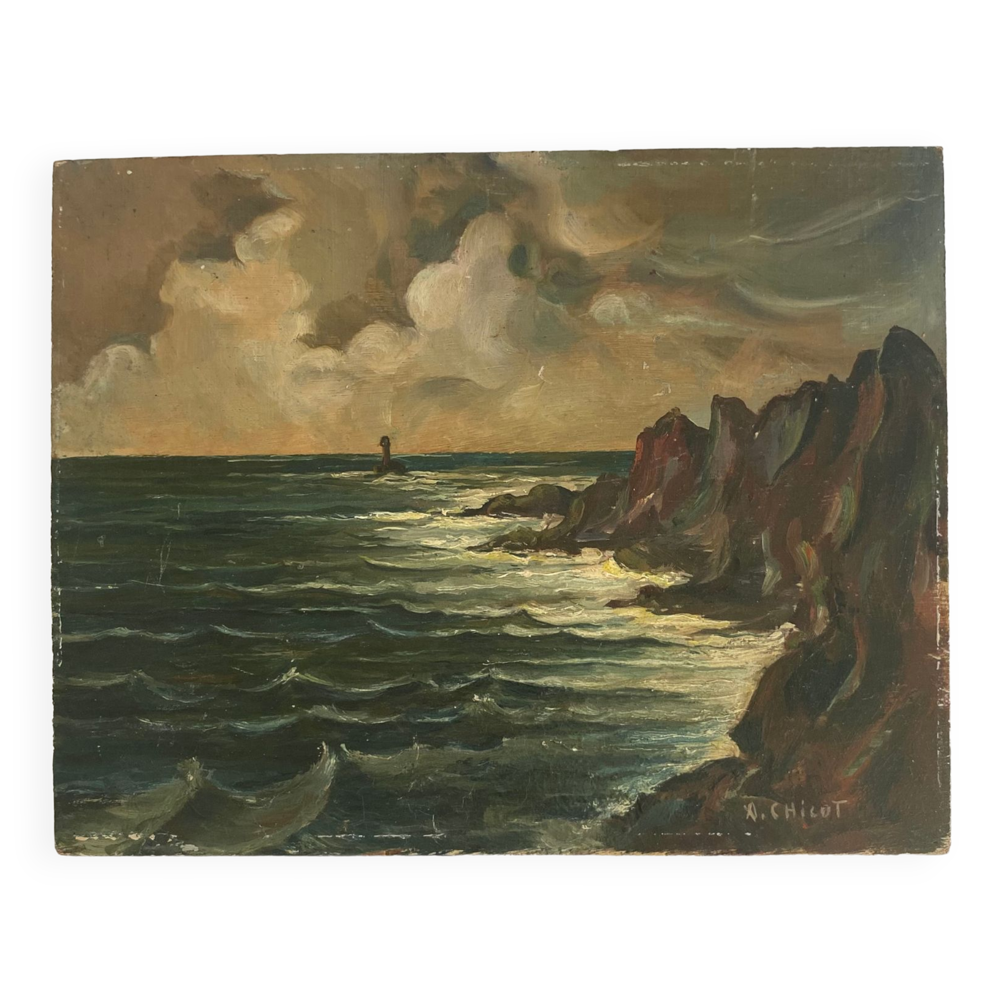 Huile sur bois signée