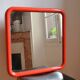 Miroir annees 70 plastique rouge style scandinave