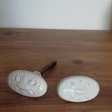 Set of two white painted cast iron door handles