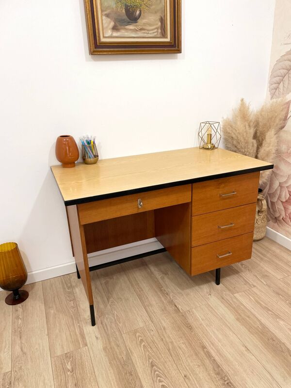 Bureau vintage bois & formica – années 60/70