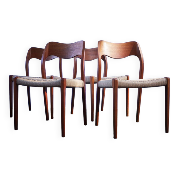 4 x dänische Stühle Niels O.Møller Teck Modèle 71