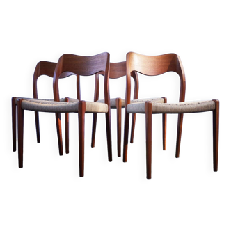 4 x dänische Stühle Niels O. Møller Teck Modèle 71