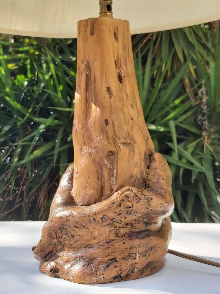 Vintage wood brutalist lamp 50s