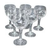 Set of 6 vintage schnapps liqueur glasses with Alsatian balloons in engraved glass