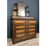 Commode secrétaire a psyché époque napoléon iii en marquèterie de palissandre