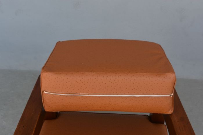 Pair of armchair era 1940 imitation aluminum leather of ostrich havana