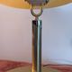 Lampe à poser vintage revisitée – Métal doré & Abat-jour opaline