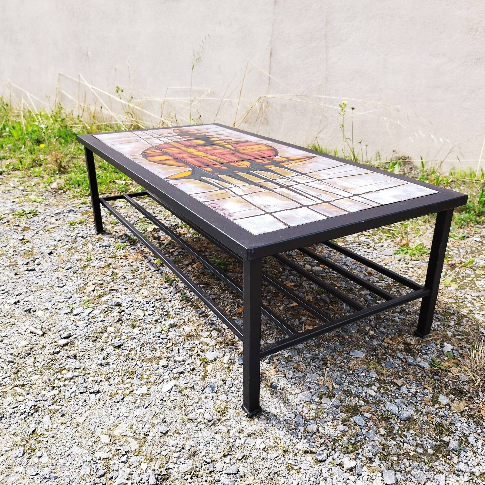 Vintage ceramic coffee table signed design