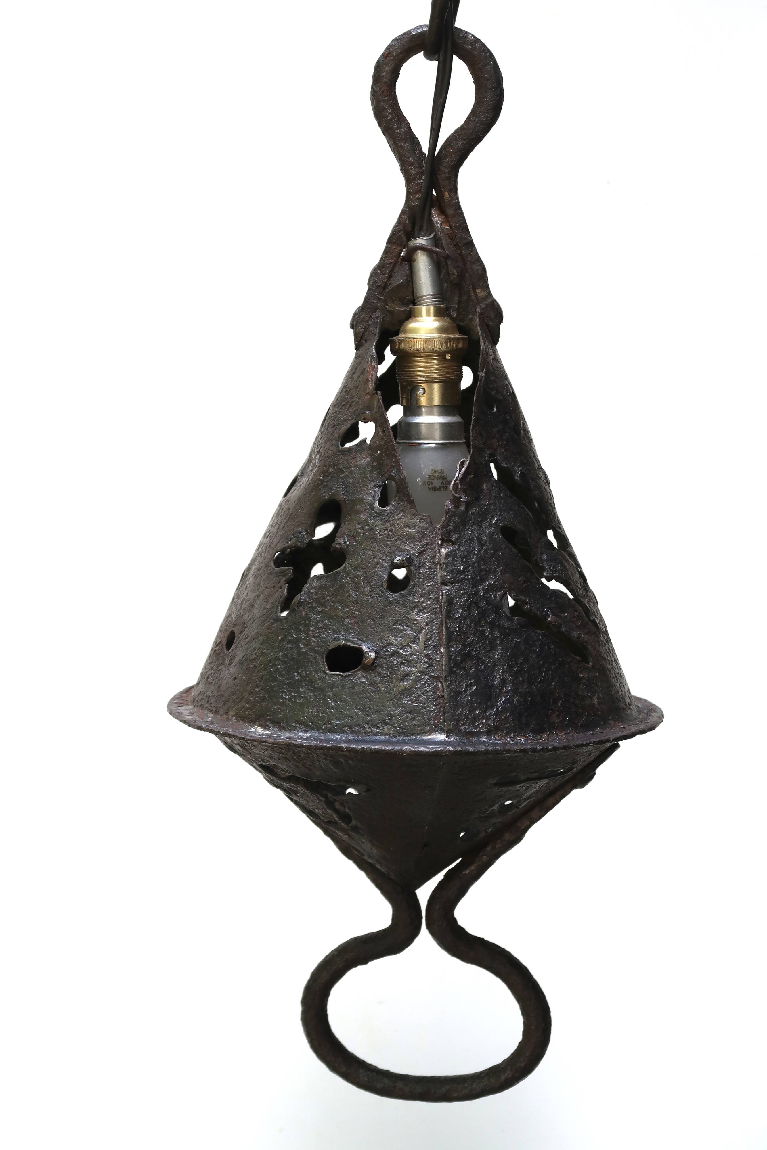 Antique wrought iron lantern pendant light