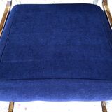 Pair of vintage chrome and blue microfibre armchairs circa 70