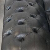 Lit de repos Chesterfield en cuir de vache noir