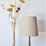 Bedside lamp in gold metal and linen lampshade