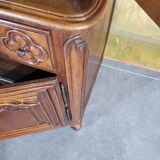 Louis XV period cherry wood sideboard with two glass panels
