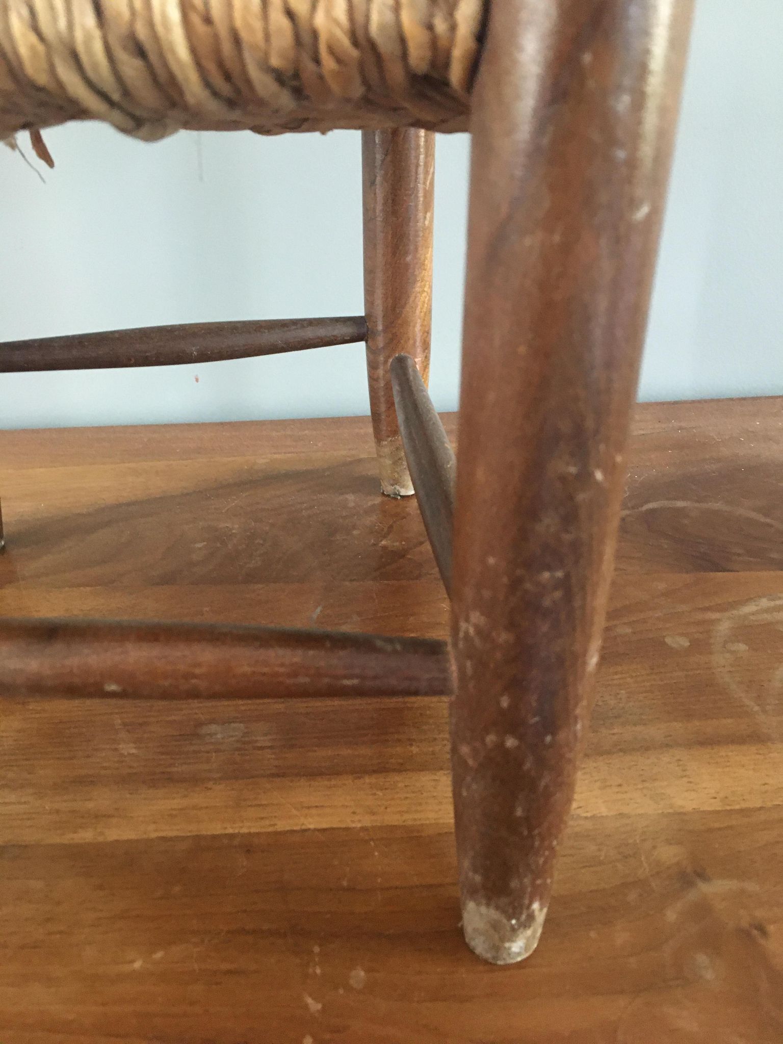 Chaise bois et paille vintage pour enfant