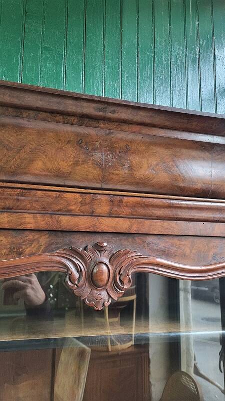 19th Century Walnut Library Display Cabinet with 1 Door