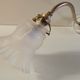 Swan neck wall lights in porcelain, brass and glass - mid 20th century.