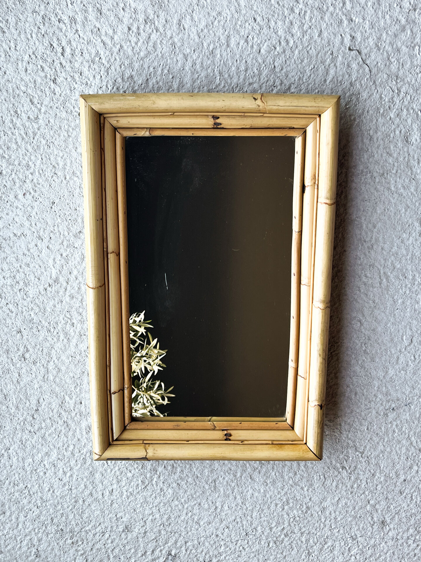 Vintage mirror in natural bamboo Riviera style (1983)