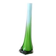Vase solifleur en verre torsadé de Murano avec effet ombré vert à bleu pâle