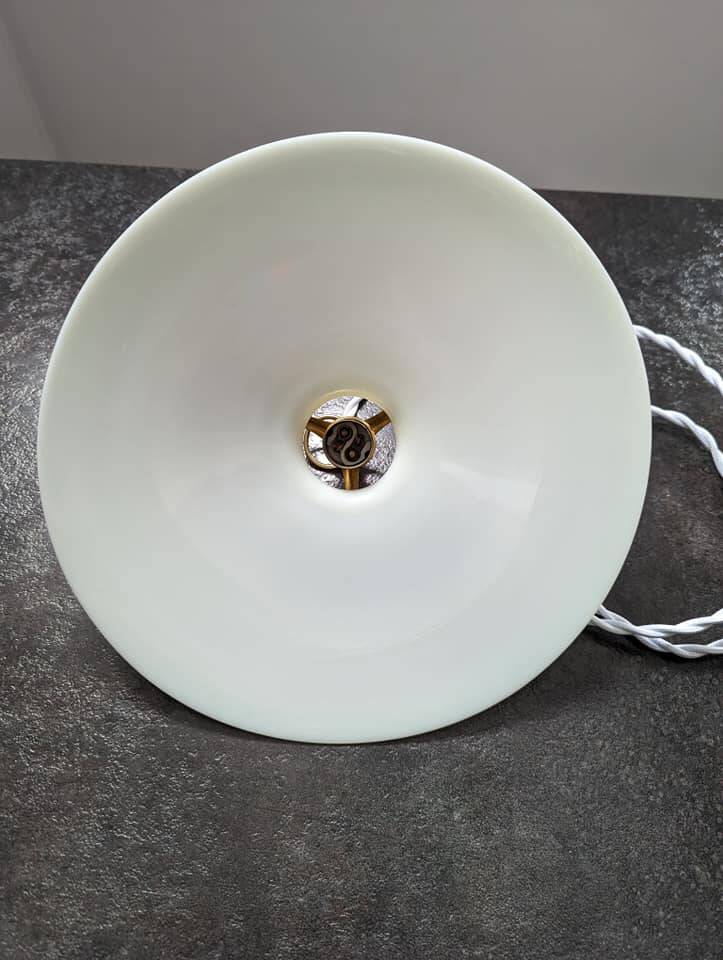 Old hanging lampshade in white opaline Art Deco 1930 Ø 25.5 cm