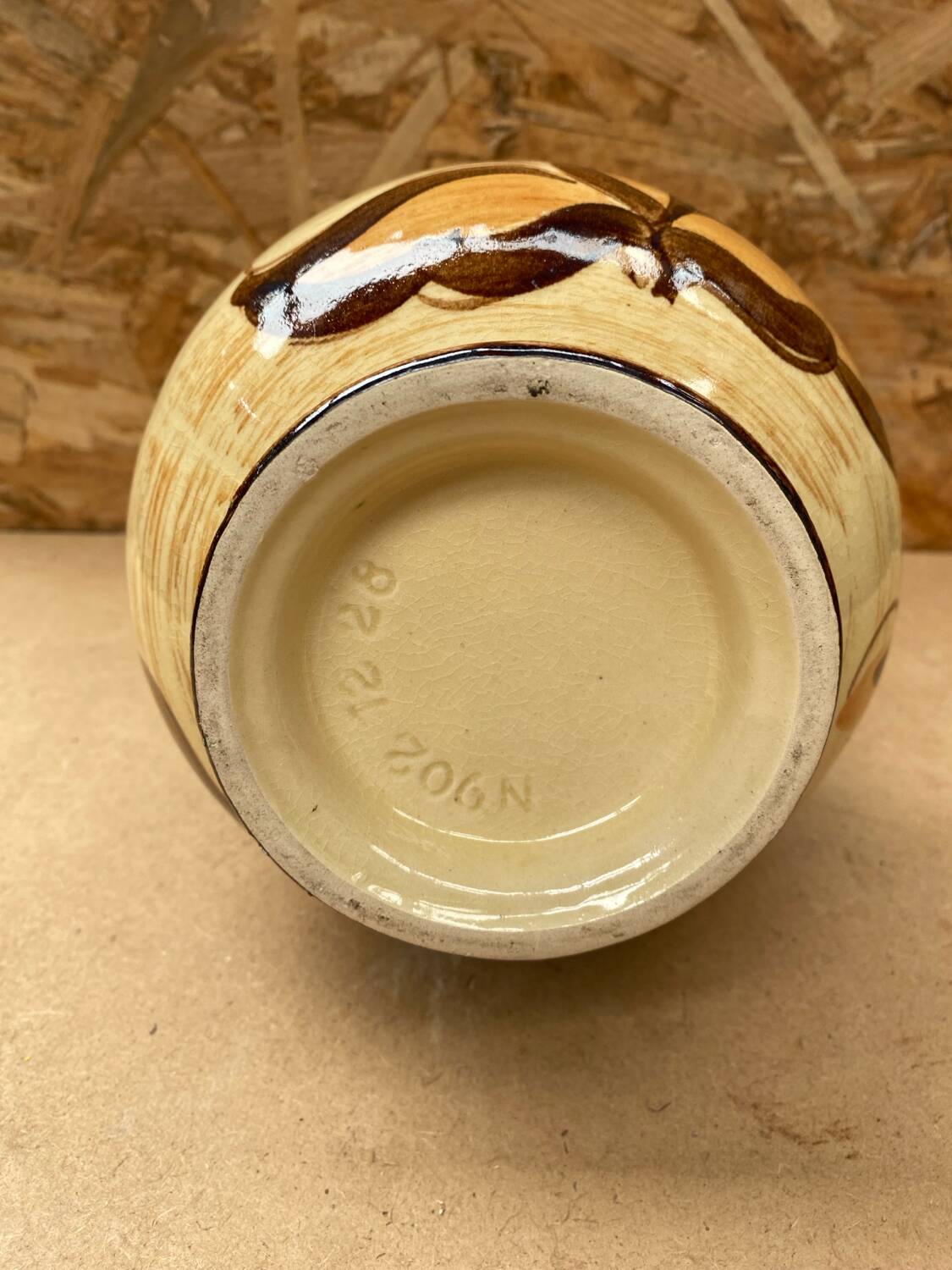 Antique JASBA Ceramic Pitcher Brown Beige Flower Decor Germany Vintage #B243