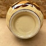 Antique JASBA Ceramic Pitcher Brown Beige Flower Decor Germany Vintage #B243