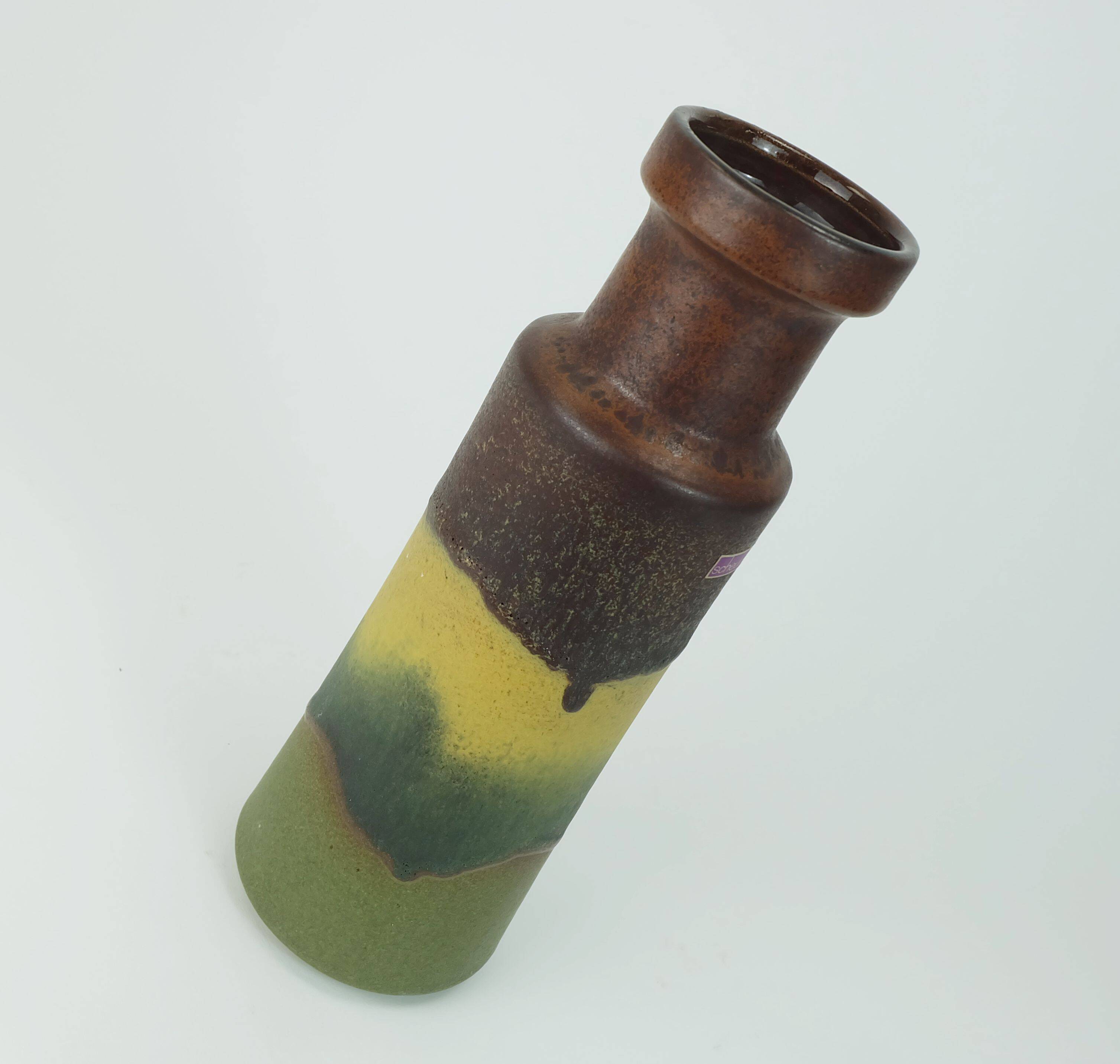 1960s 70s vintage scheurich VASE model 205-32 matte glaze shades of yellow