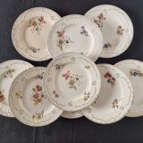 Lot de 9 assiettes anciennes en porcelaine de Sarreguemines, XIXe siècle, s