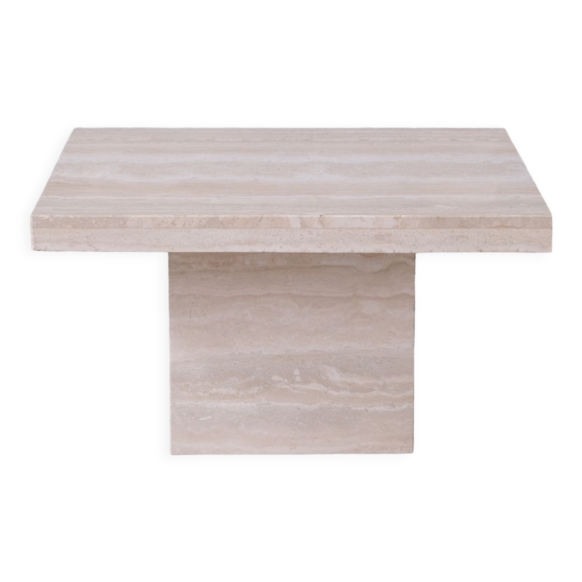 Travertine belgium mid-century square coffee table