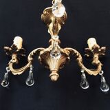 Lustre à 3 lumières bronze et cristal