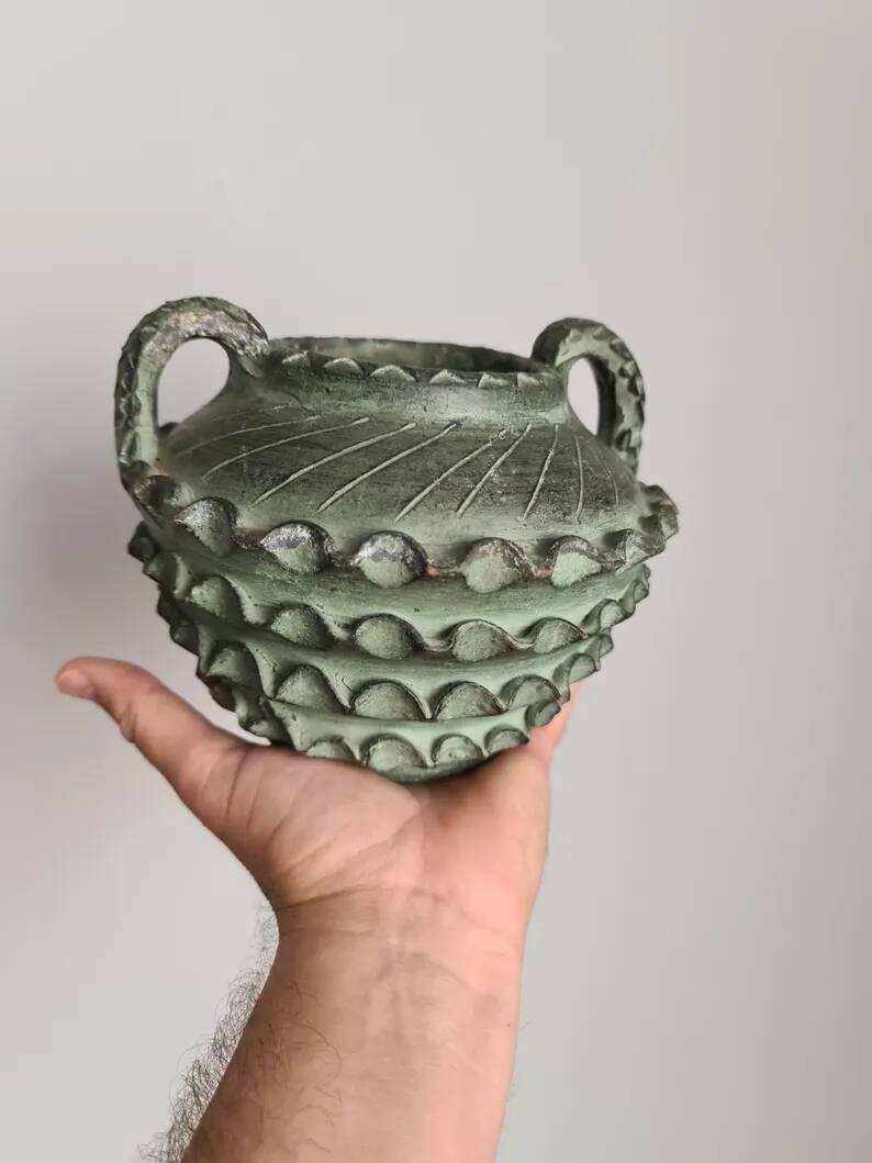 Brutalist vase from the 1960s, French pottery.