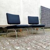 Vintage black fabric armchair