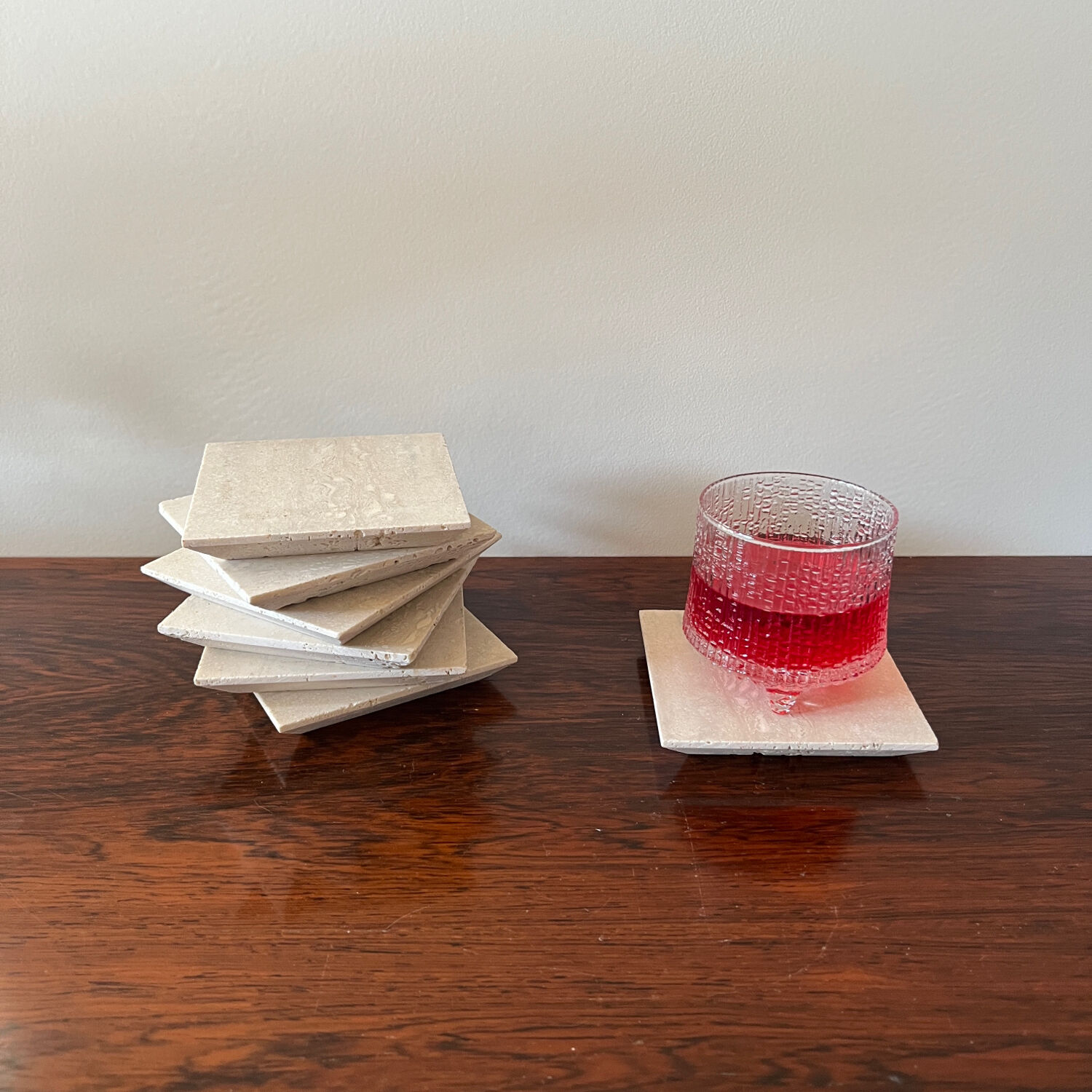 7 travertine marble coasters