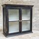 Vitrine antique, armoire suspendue, bois de pin, noir mat