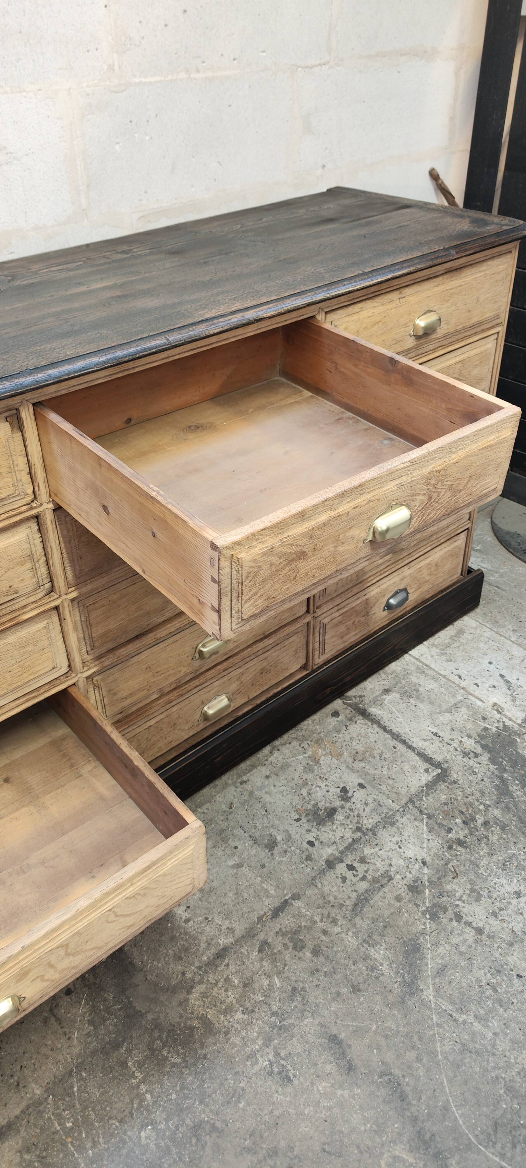 Old oak cabinet with fifteen drawers