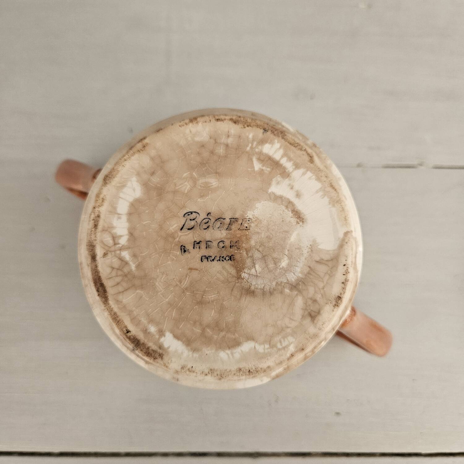 Basque sugar bowl ceramic Hbcm Bearn - vintage 1930s-40s - Brown orange/m