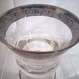 Set of 5 engraved Murano wine (or water) glasses, silver rim
