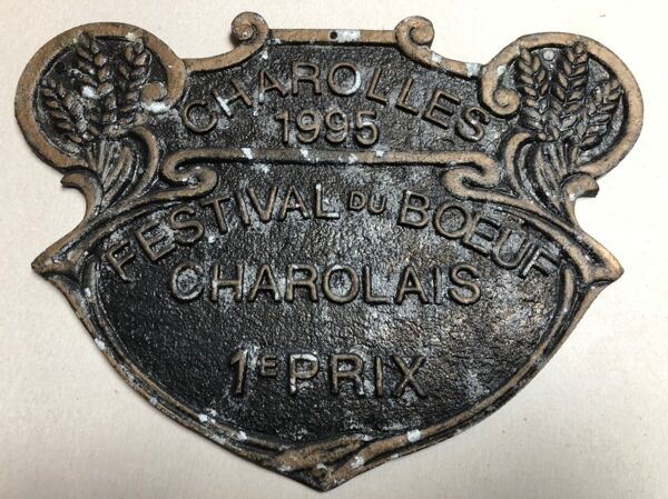 Plaque concours agricole charolles 1995 festival du bœuf charolais 1 et prix