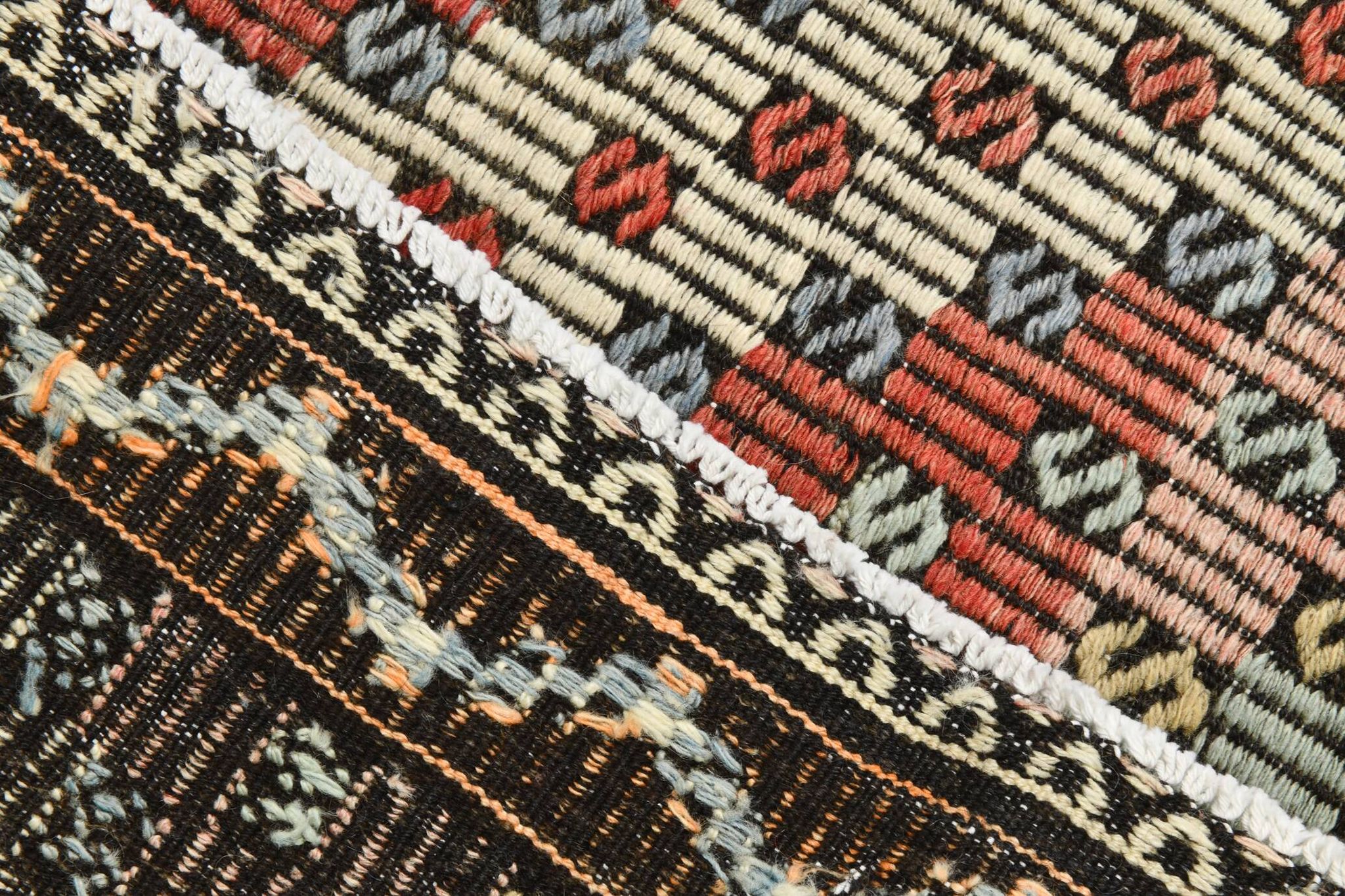 Burgundy & Green Turkish Vintage Kilim Rug