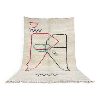 Tapis blanche coloré fait main traditionnelle taille 250cmx150cm