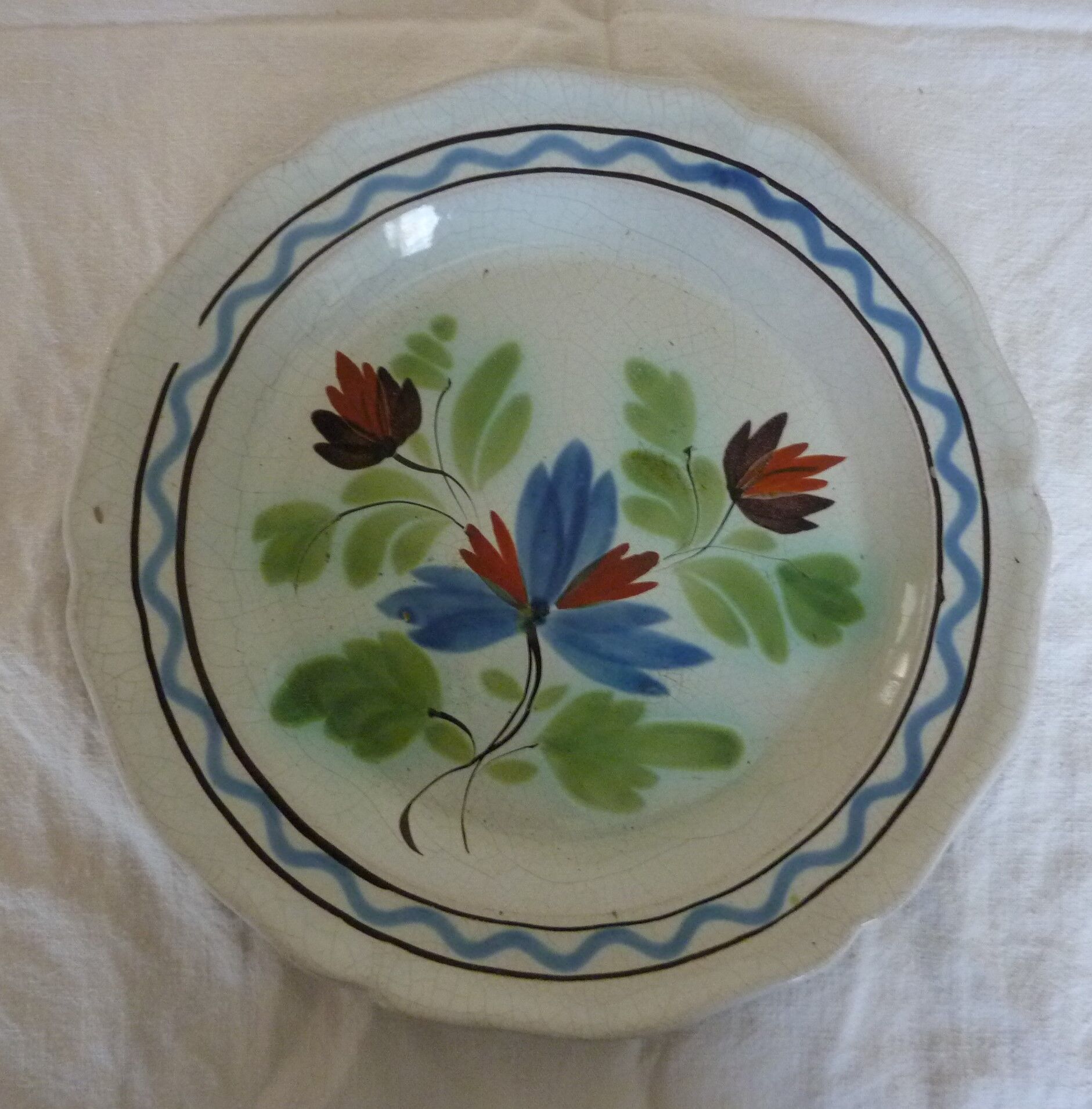 Old dish 28 cm black ceramic ass Forges les Eaux 18th antic french crockery Rouen