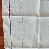 Large vintage white linen embroidered pillowcases (set of 2)