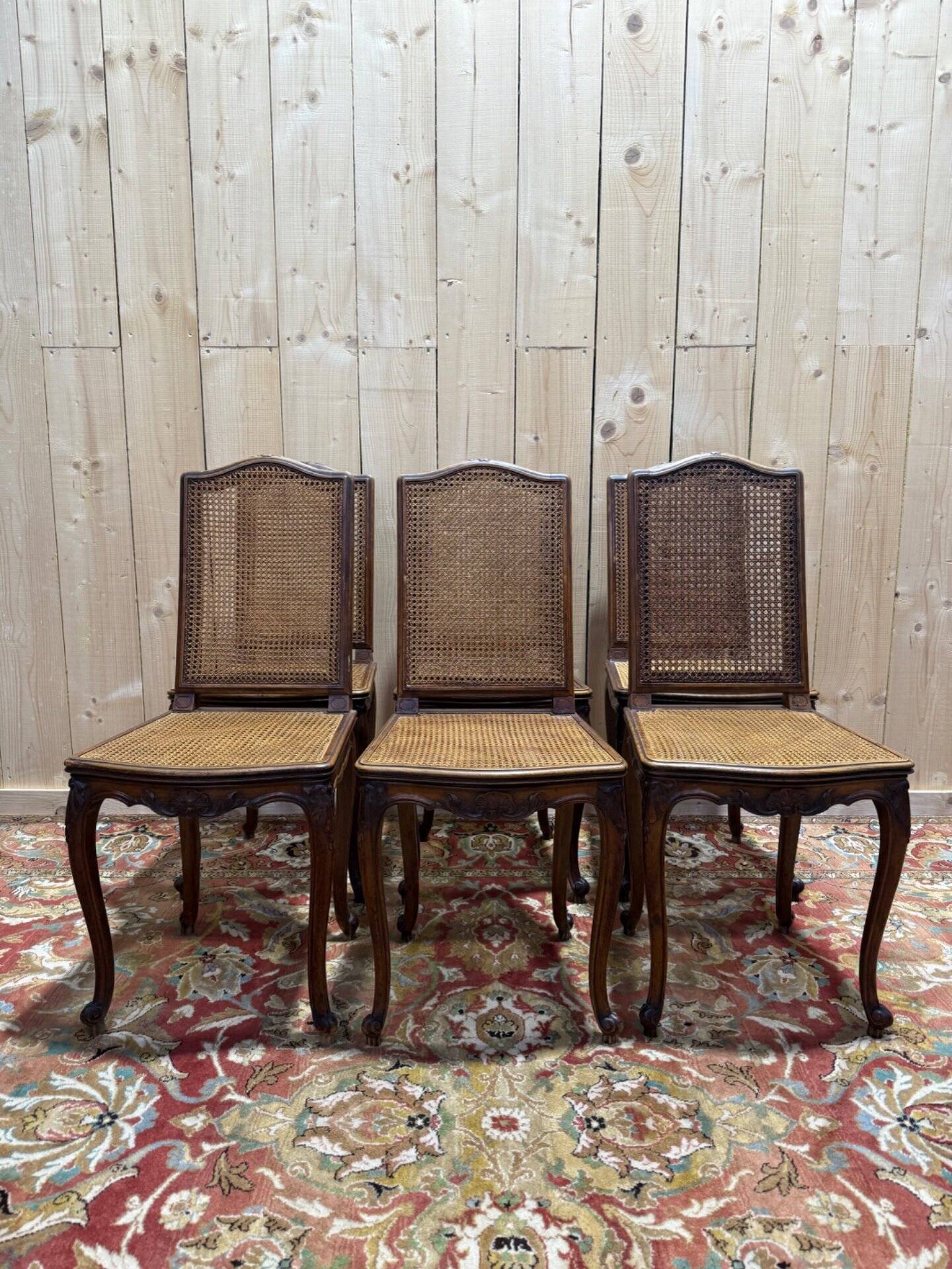 Set of 6 Louis XV style cane chairs